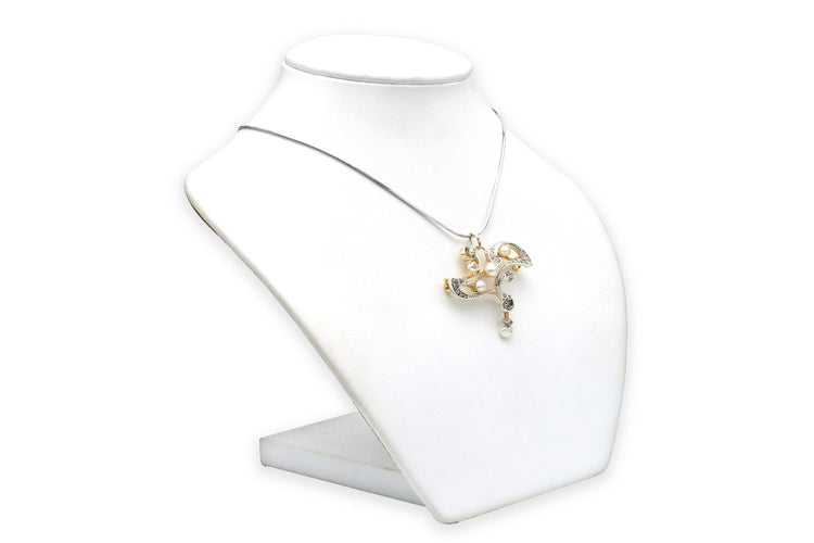 Collier Collier Art Nouveau en or jaune 18 carats et argent 925, perles et diamants taille rose 58 Facettes B778