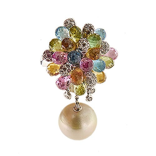 Bague 53 Bague perle, pierres de couleur et diamants 58 Facettes 30439