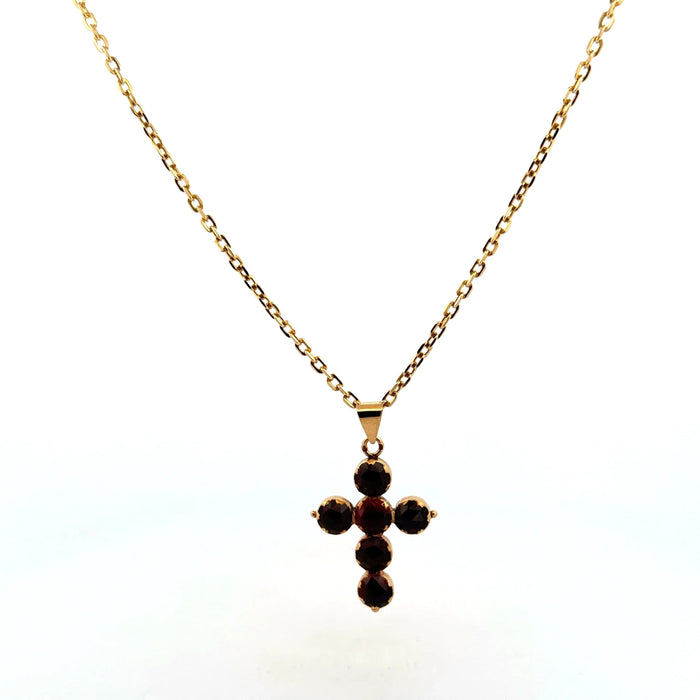 Collier Collier Or jaune croix et grenat 58 Facettes CO-GS32613