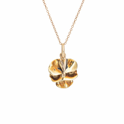 Antique Art Nouveau Pansy Necklace Gold, Yellow Enamel, Pearl 58 Facettes G13353