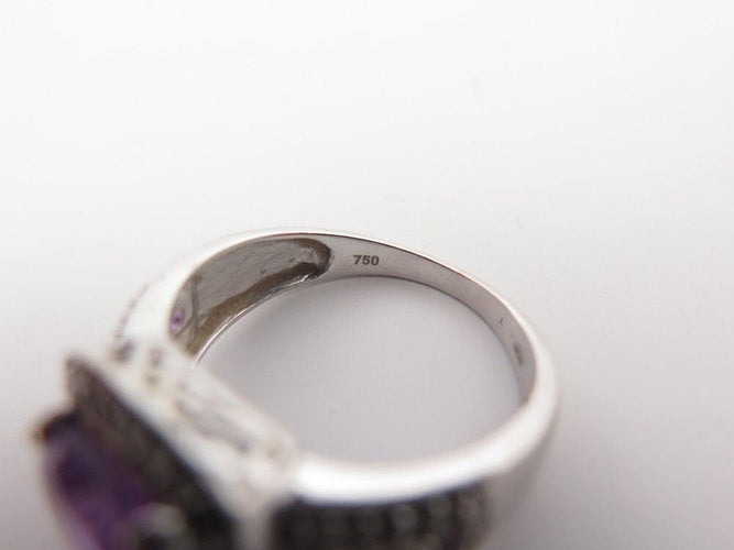 Bague 55 bague MATY or blanc amethyste et diamants 58 Facettes 259030