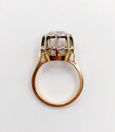 Bague 52.5 Bague dôme Art Déco or rose et diamants taille ancienne (circa 1950) 58 Facettes A06061