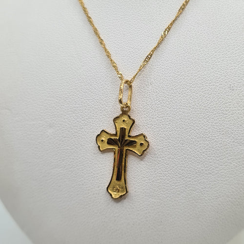 Collier Collier et pendentif croix or jaune 58 Facettes