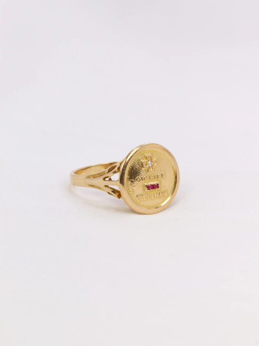 Bague AUGIS - Bague amour Plus qu'hier moins que demain or jaune diamant rubis 58 Facettes J471