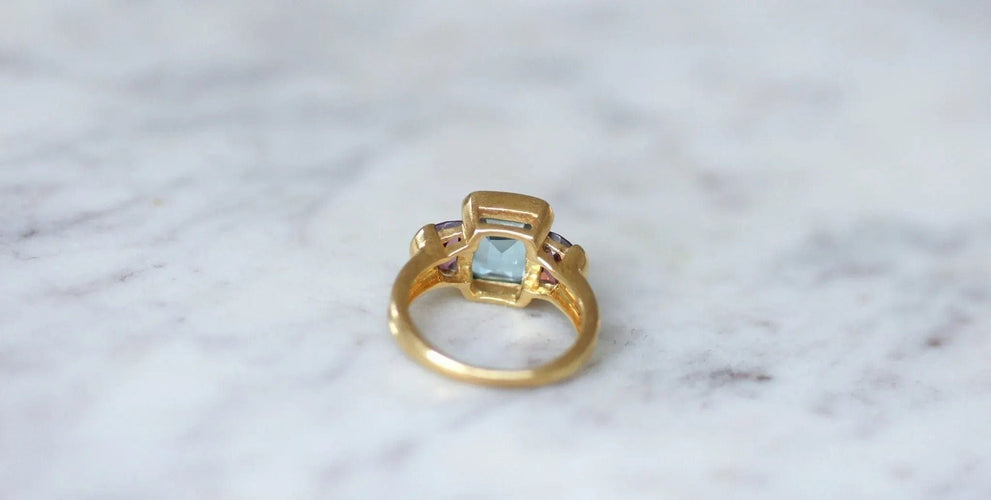 Bague 51.5 Bague Topaze et Grenats Or Jaune 58 Facettes