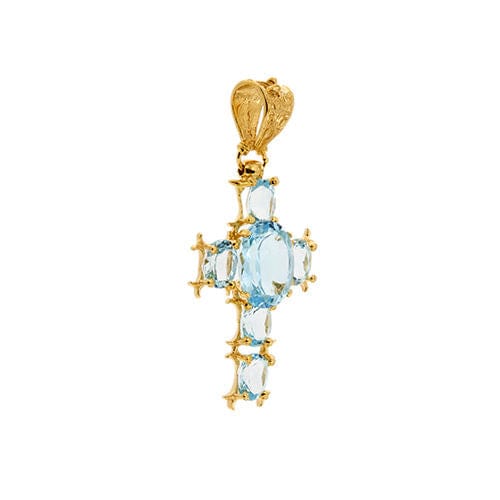 Pendentif Pendentif croix avec topazes 58 Facettes 1885