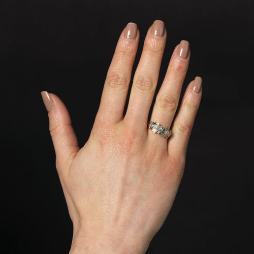 Bague 52 Bague ancienne vintage or rose et diamants 58 Facettes 25-011