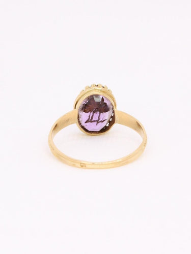 Bague 55 Bague victorienne or jaune améthyste gravée perle 58 Facettes 1164.2