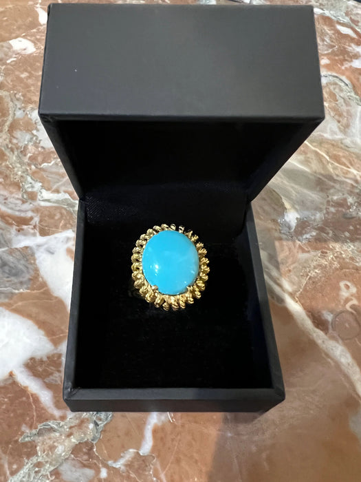 Bague Oursin Vintage cabochon turquoise