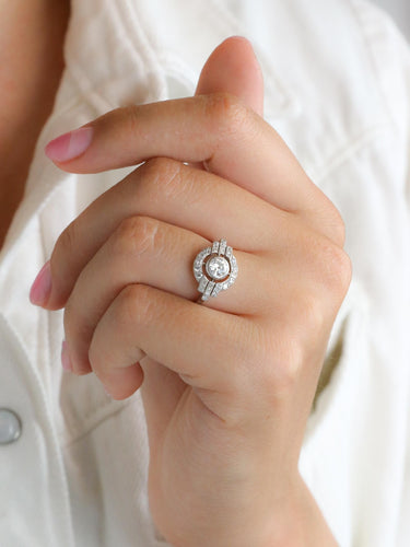 Bague 51 Bague Art Deco diamants platine 58 Facettes 1143