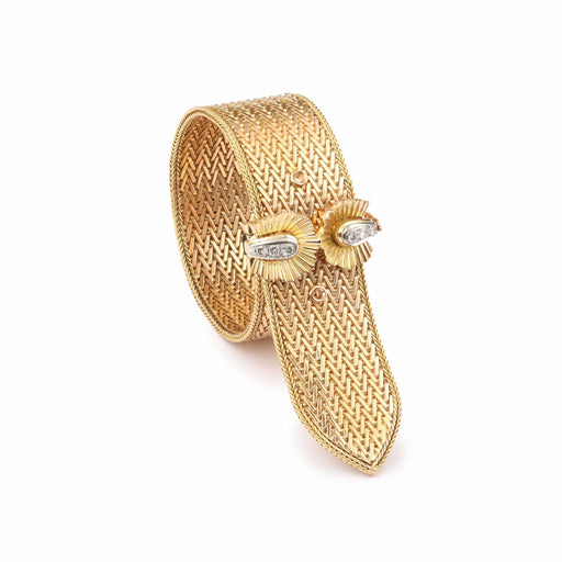 Yellow Gold Diamond Retro Belt Bracelet 58 Facettes BRA95
