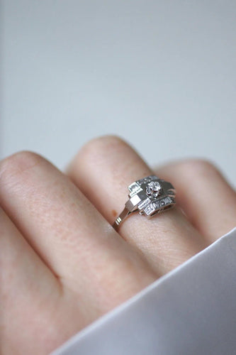 Bague 54 Bague Art déco Géométrique Diamants 58 Facettes