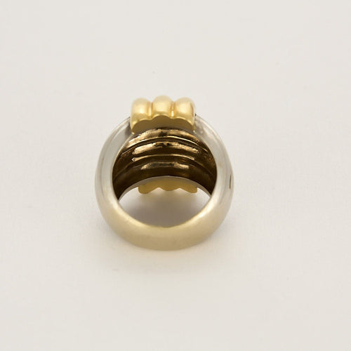 Bague 55 Importante bague moderniste en or jaune et or gris 58 Facettes REU0872