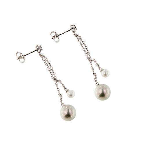 Boucles d'oreilles Boucles d'oreilles pendantes en perles et diamants 58 Facettes 30516