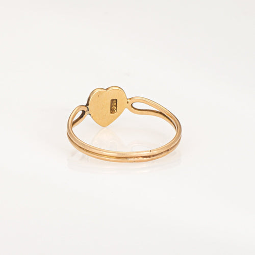 Bague Bague victorienne ancienne en forme de cœur, or jaune 18 carats, ornée de perles fines. Bijou vintage. 58 Facettes G14131