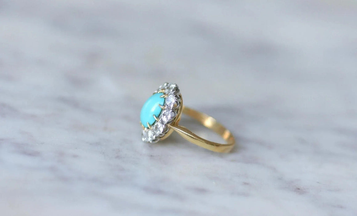 Bague Marguerite turquoise et diamants 58 Facettes