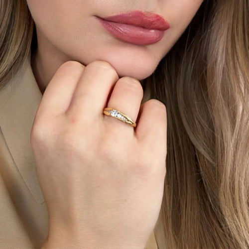 Bague 53 Solitaire or jaune et diamants 58 Facettes 70-GS38386-2