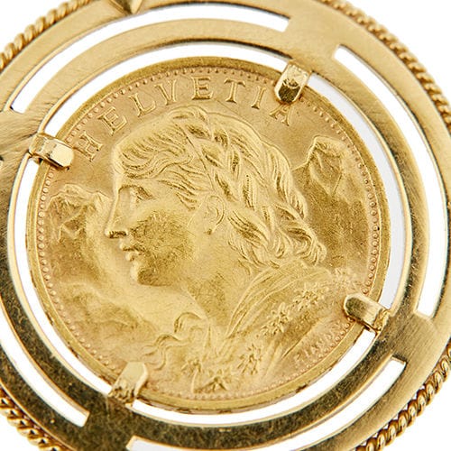 Pendentif Pendentif en or jaune avec pièce de monnaie 58 Facettes 39066