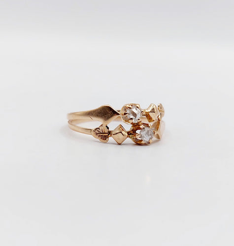 Bague 47 Bague antique toi et moi or rose 18k diamants taille roses (circa 1900) 58 Facettes A06295