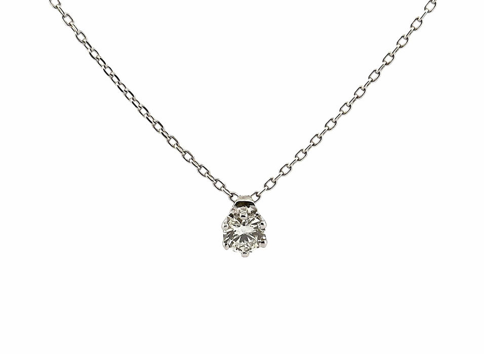 Collier Collier solitaire diamant or blanc 58 Facettes