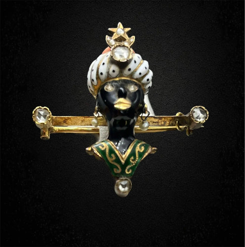 Broche Broche en or et émaux polychromes « Moretto » – Chef-d'œuvre de l'atelier A. Gigante 58 Facettes