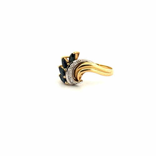 Bague 56 Bague Or Jaune 18 k Saphir & Diamants 58 Facettes 44-GS34043-2
