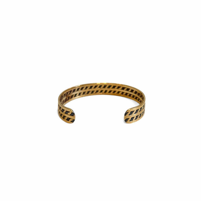 Bracelet Jonc ouvert tressé d'or et d'acier 58 Facettes REF24072-235