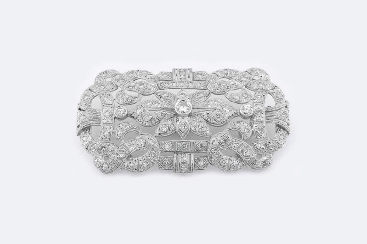 Broche Oro Bianco Broche Art Déco en or blanc avec diamants 58 Facettes spl114