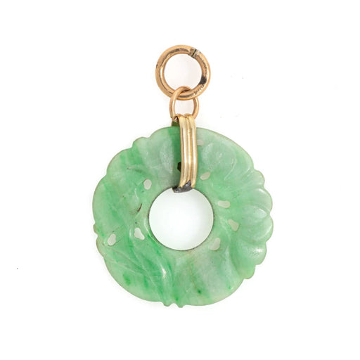 Pendentif Vintage Carved Jade Pendant Yellow Gold Circle Disc Fine Jewelry 58 Facettes G13200