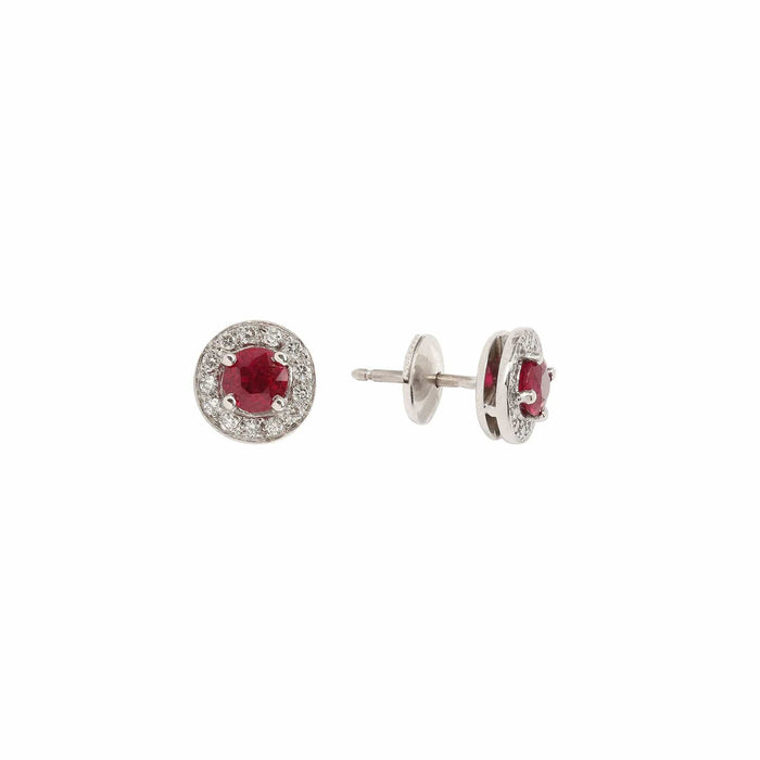 Boucles d'oreilles Boucles d'Oreilles Rubis Birman Diamants Or Gris 18 Carats 58 Facettes BO248