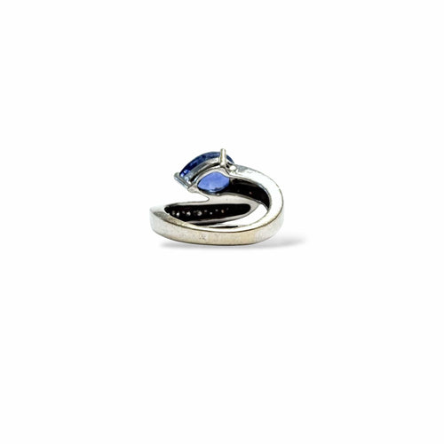 Bague 49 Bague or gris et saphir poire 58 Facettes