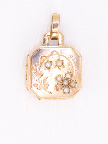 Pendentif Pendentif Art Nouveau porte photo or rose perles fines 58 Facettes 1140.2
