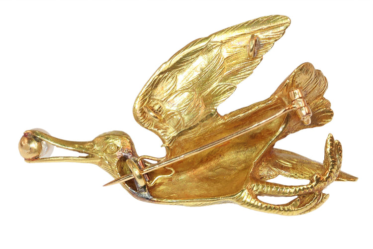 Pendentif Broche-pendentif cigogne victorienne 58 Facettes 24071-0151