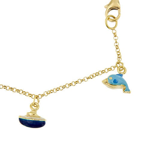 Bracelet Bracelet or jaune avec breloques en émail 58 Facettes 34594