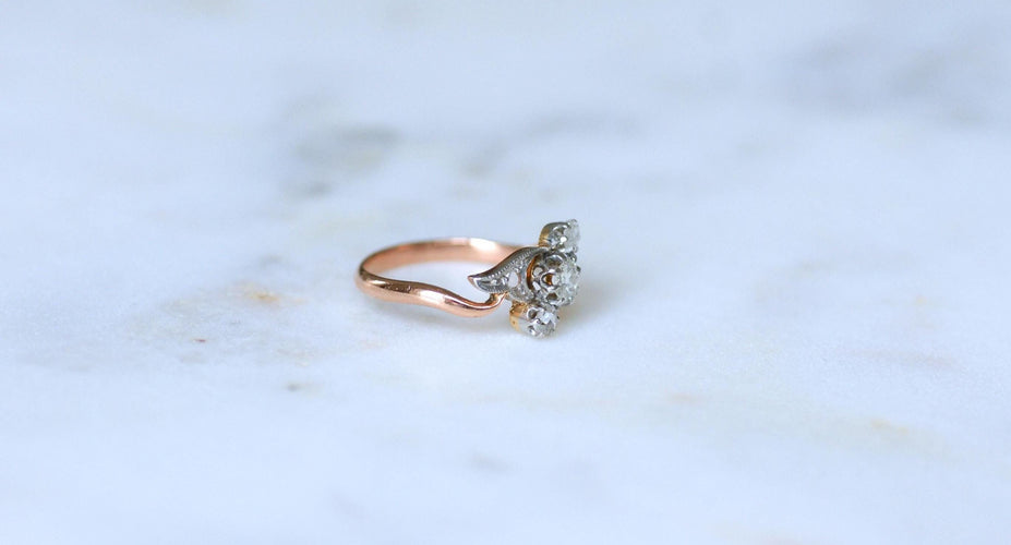 Bague 53 Bague Toi et Moi diamants, or rose et platine 58 Facettes