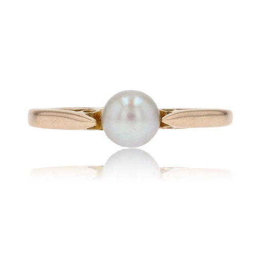 Ring 49 Solitaire yellow gold cultured pearl 58 Facettes 20-062