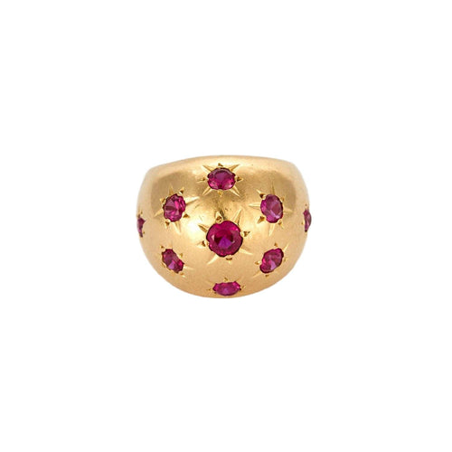 Bague 47 Bague boule or jaune et rubis de synthèse 58 Facettes PAL3224