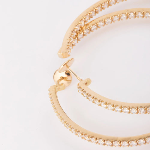 Boucles d'oreilles Créoles en diamants sur or jaune 58 Facettes 1