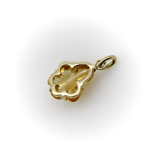 Pendentif Breloque fleur de citrine sculptée à la main en or 14 carats, signée 58 Facettes A2006W
