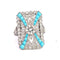 Bague 55 Platinum Art Déco Style Diamond Turquoise Ring 58 Facettes