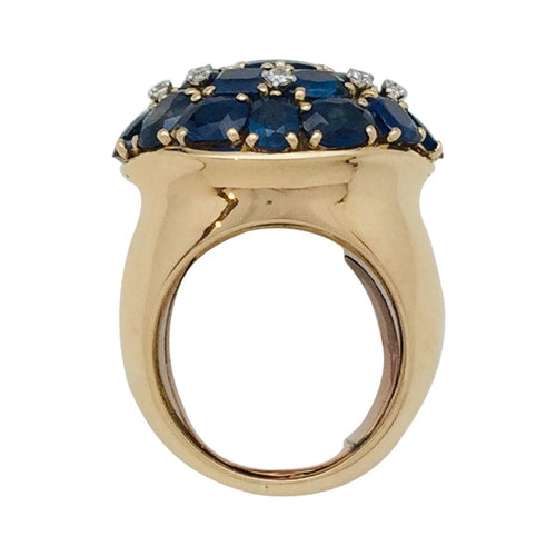 Bague 59 Bague en or jaune saphirs et diamants. 58 Facettes 29238