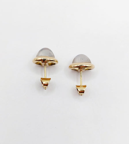 Boucles d'oreilles Puces d'oreilles vintage or jaune cabochons pierres de lunes 58 Facettes A05689