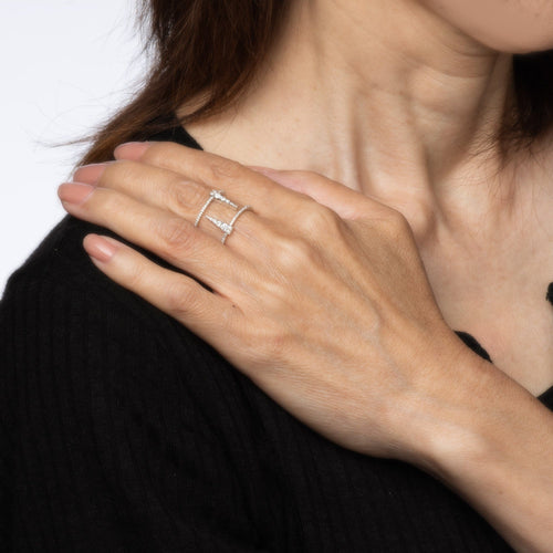 Bague 57 Bague Glaçon Diamant Taille 5,75 Or Blanc 18 carats Bijoux Abstraits Fins Estate 58 Facettes G13620