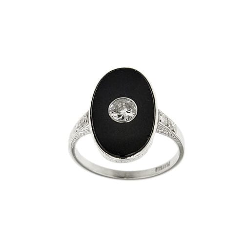 Bague 56 Bague Art Déco avec onyx et diamants 58 Facettes 37817