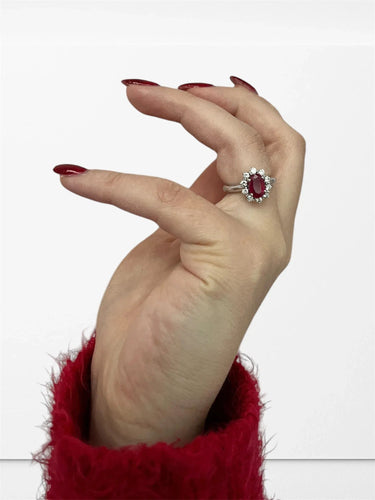 Bague 53 Bague marguerite avec rubis et diamants 58 Facettes