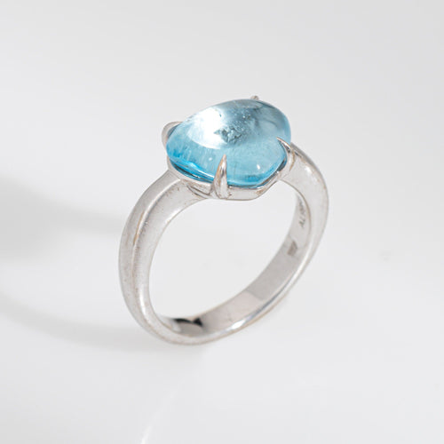 Bague 49 BULGARI - Bague Eden Méditerranée en or blanc et topaze bleue 58 Facettes G13917