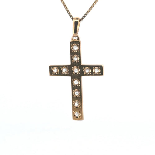 Pendentif Croix Or Jaune 18k & Diamants 58 Facettes 2-PEA1-GS28848