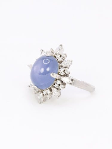 Bague 51.5 Bague marguerite diamants cabochon de saphir étoilé Ceylan 58 Facettes 1131.1