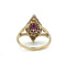 Bague 55 Bague marquise ancienne en or jaune 750, diamants taille rose et rubis 58 Facettes SA002