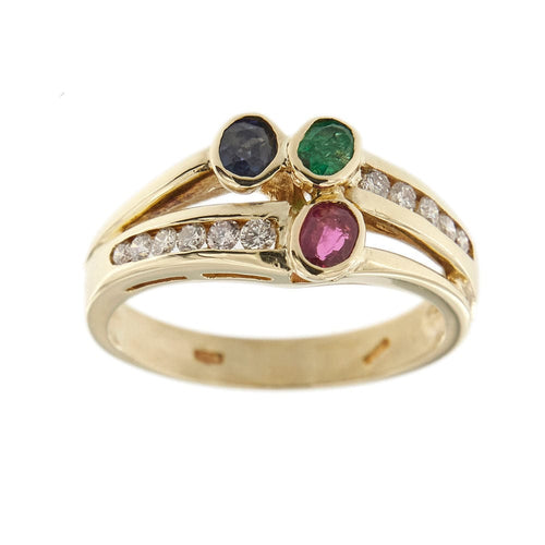 Bague Bague avec rubis, émeraude, saphir et diamants 58 Facettes 30024